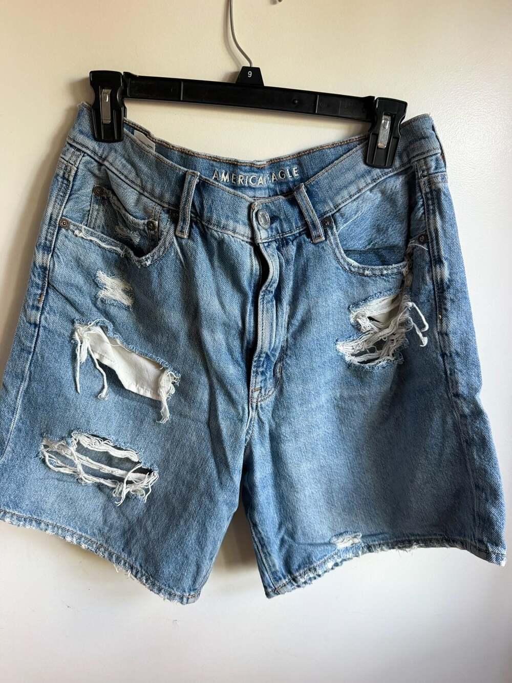 American Eagle Women's Distressed Mid-Rise Denim Shorts
